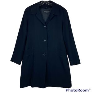 Anne Klein Black Lined Knee length Coat Jacket 4 Button Women’s Sz 10